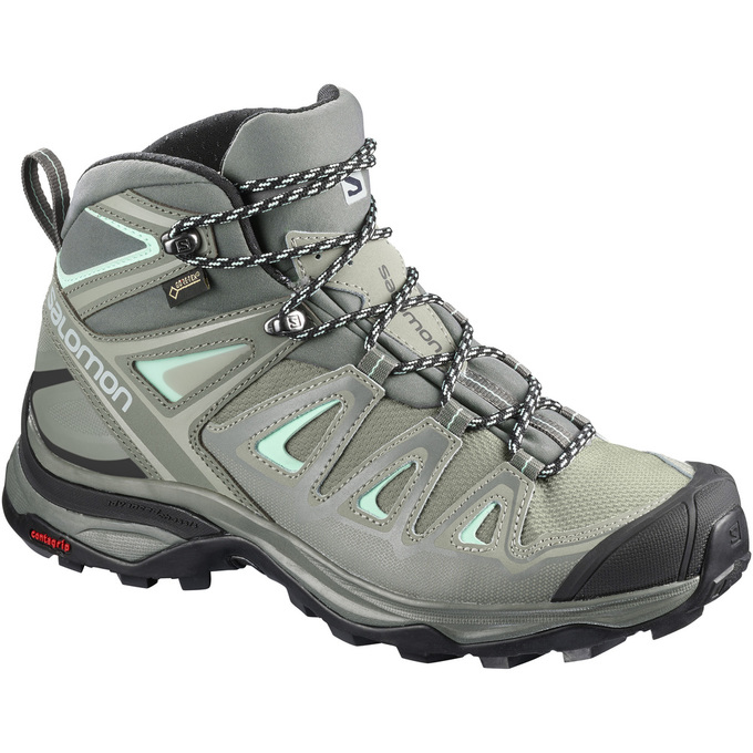 Buty Trekkingowe Damskie Salomon X ULTRA 3 WIDE MID GTX® W - Szare / Czarne - Polska (367-PXTBAN)